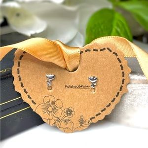 Silver Flower earrings stud earrings small earrings minimalist earrings in box